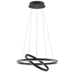 Arcchio LED-hængelampe Albiona, sort, 2 ringe, Ø 60 cm