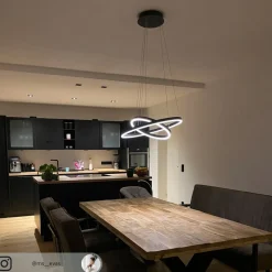 Arcchio LED-hængelampe Albiona, sort, 2 ringe, Ø 60 cm