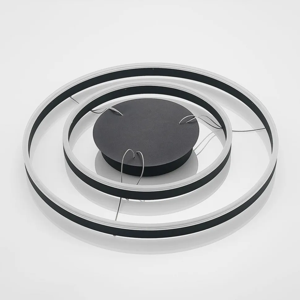 Arcchio LED-hængelampe Albiona, sort, 2 ringe, Ø 60 cm