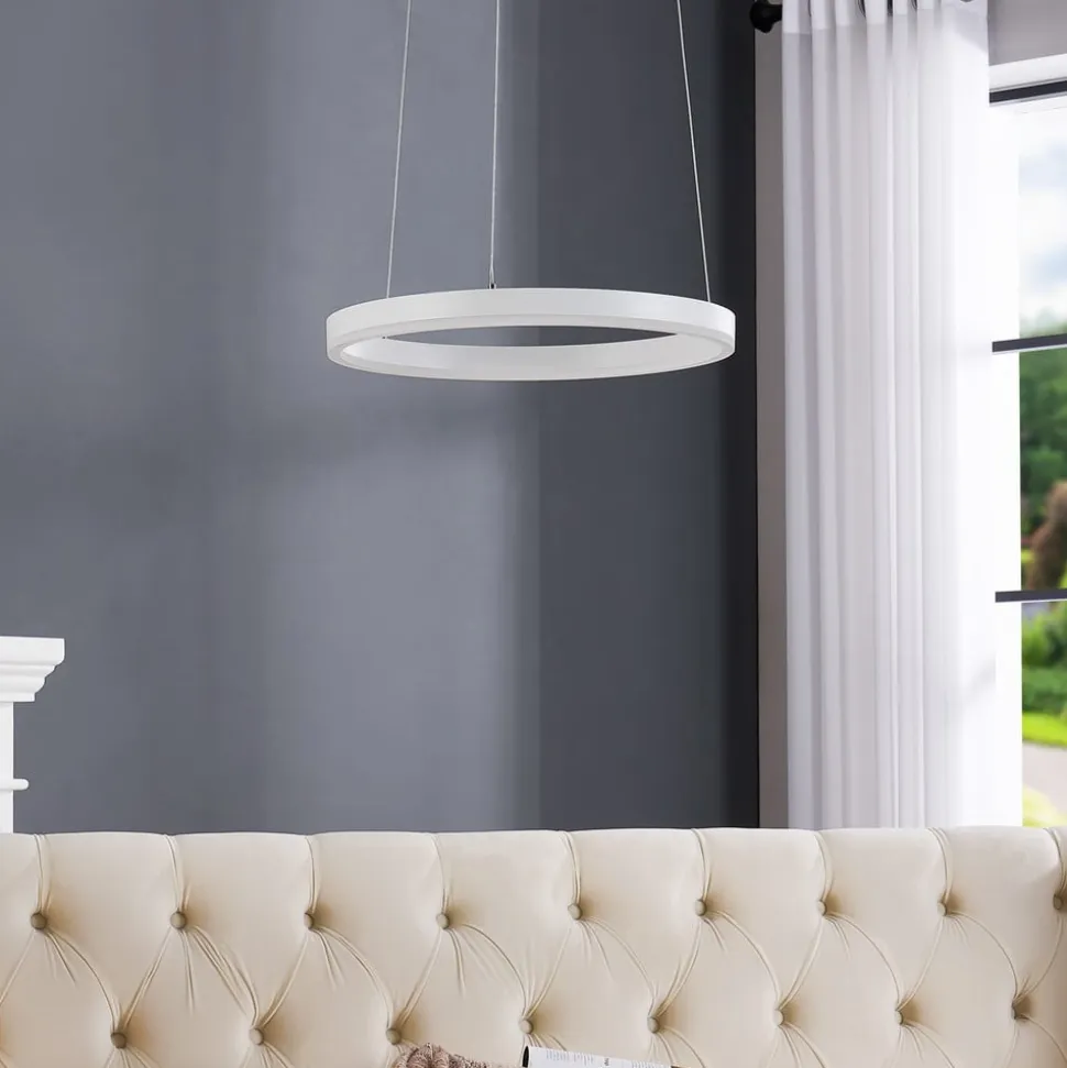 Arcchio LED-hængelampe Albiona, hvid, 1 ring, Ø 40 cm