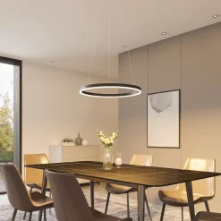 Arcchio LED-hængelampe Albiona, sort, 1 ring, Ø 60 cm
