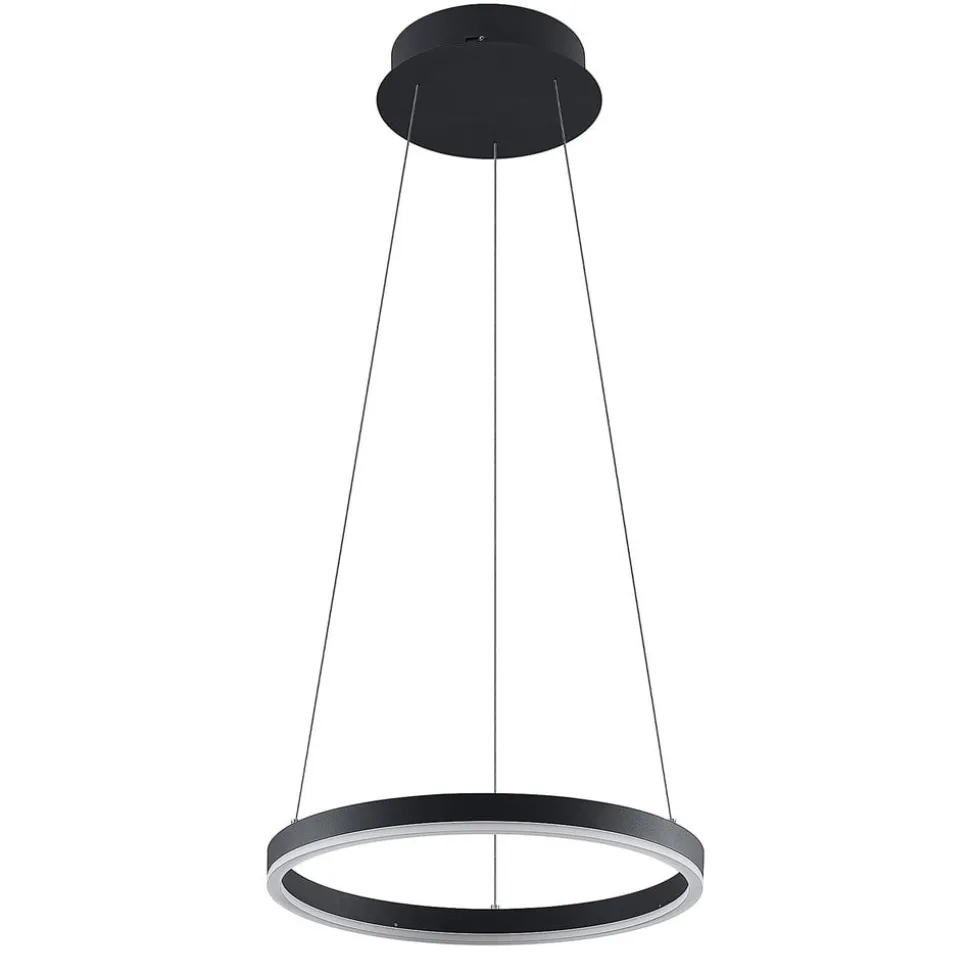 Arcchio LED-hængelampe Albiona, sort, 1 ring, Ø 40 cm