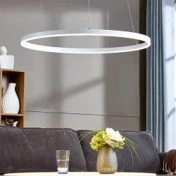 Arcchio LED-hængelampe Albiona, hvid, 1 ring, Ø 80 cm