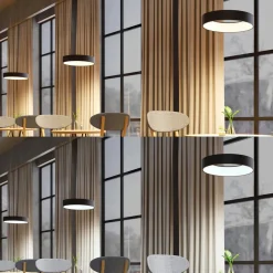 Arcchio LED-hængelampe Aleksi, Ø 45 cm, sort, metal, CCT