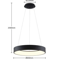 Arcchio LED-hængelampe Aleksi, Ø 60 cm, sort, metal, CCT
