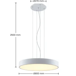 Arcchio LED-hængelampe Noabelle, Ø 80 cm, hvid, metal