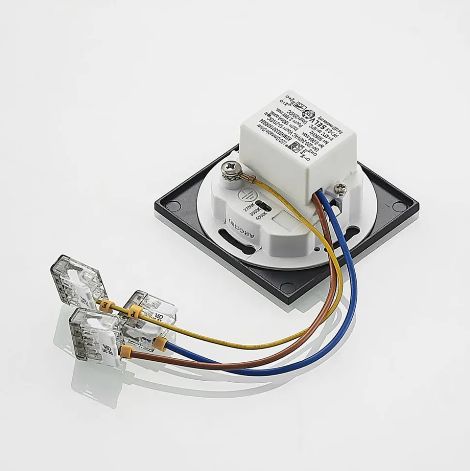 Arcchio LED-indbygningslampe Vexi, 7,5 cm x 7,5 cm, sort, CCT