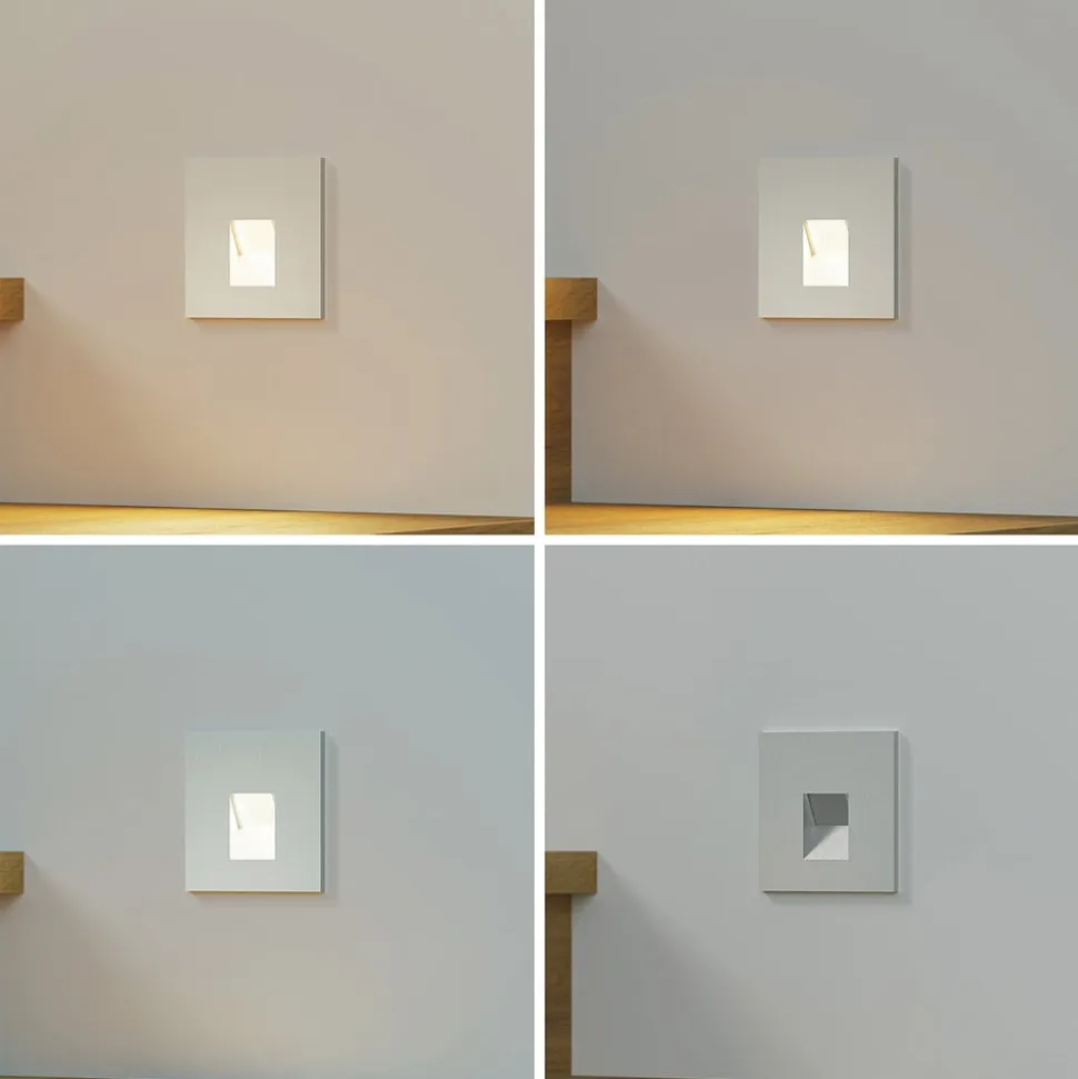 Arcchio LED-indbygningslampe Vexi, 7,5 cm x 7,5 cm, sølv, CCT