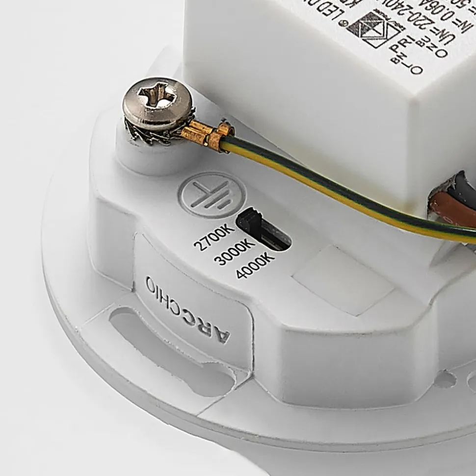 Arcchio LED-indbygningslampe Vexi, Ø 7,5 cm, hvid, aluminium, CCT