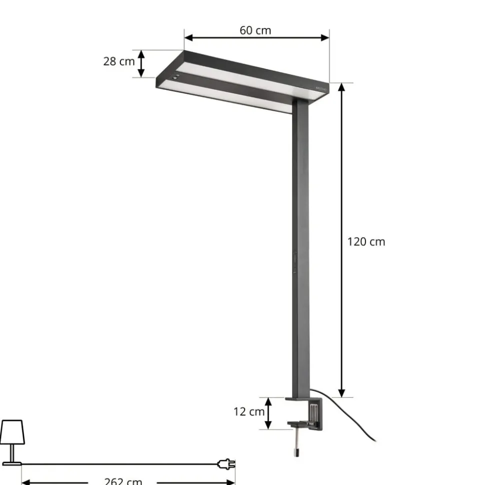 Arcchio LED-klemmelampe Logan sort, dæmpbar, sensor