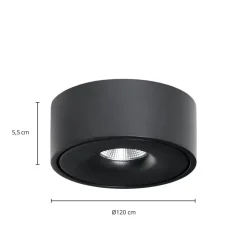 Arcchio LED-loftlampe Rotari, Ø 12 cm, op & ned, sort