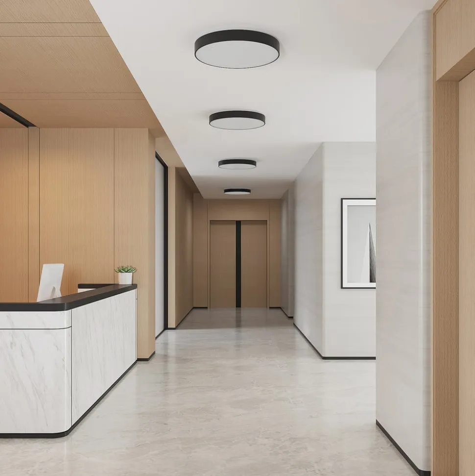 Arcchio LED-loftlampe Vanida, sort, Ø 60 cm, op/ned