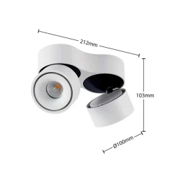 Arcchio LED-loftspot Rotari, hvid, 2 lyskilder, 2270lm