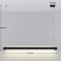 Arcchio LED-pendellampe Cuna, sort, 122 cm, metal