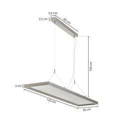 Arcchio LED-pendellampe Dorean, sølv, metal, 120 cm