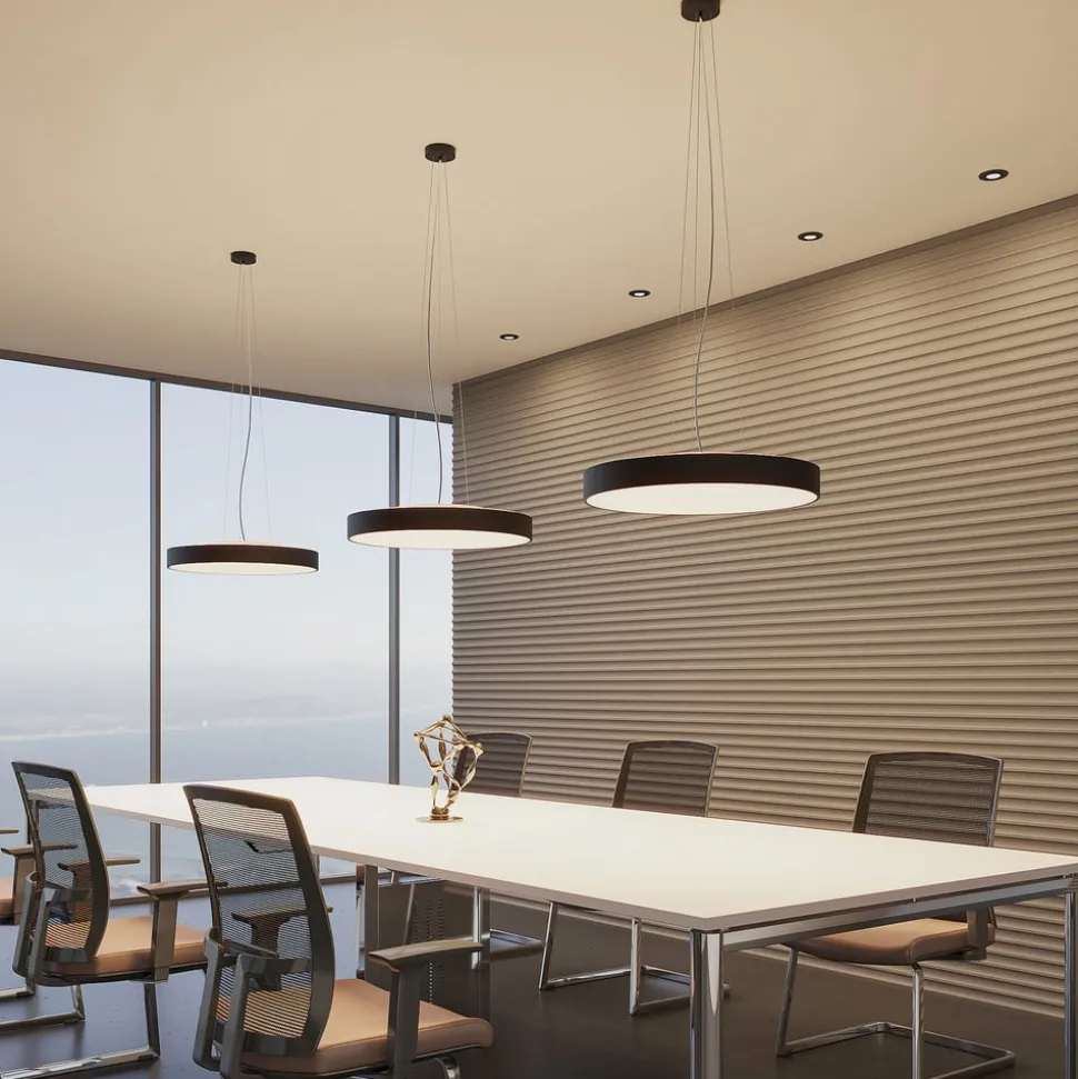 Arcchio LED-pendellampe Vanida, sort, Ø 60 cm, op/ned