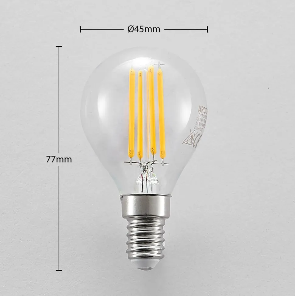 Arcchio LED-pære E14 P45, 4W, klar, 2.700 K, dæmpbar