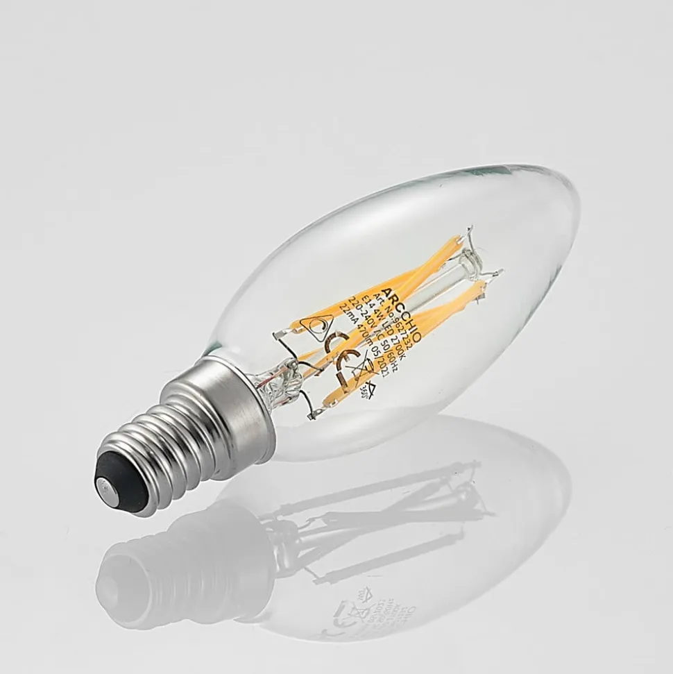 Arcchio LED-pære, glødetråd, stearinlys, E14, 4W, klar