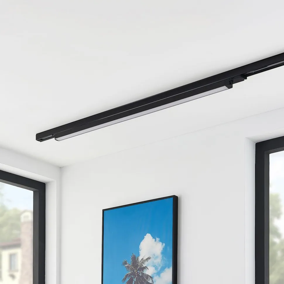 Arcchio LED-skinnelampe Harlow, sort, 109 cm, 3.000K