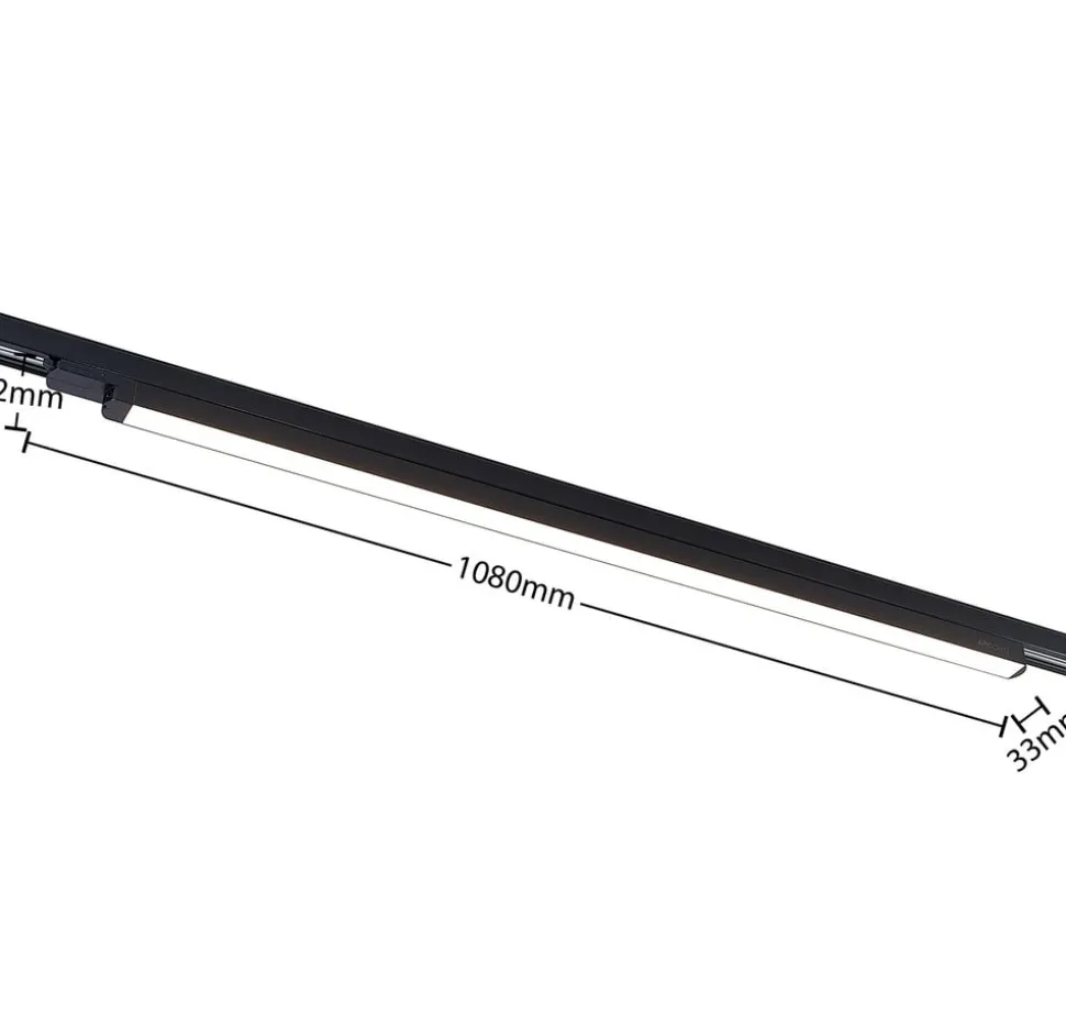 Arcchio LED-skinnelampe Harlow, sort, 109 cm, 3.000K