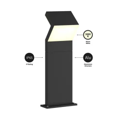 Arcchio LED-sokkellampe Havin, antracit, metal, 60 cm