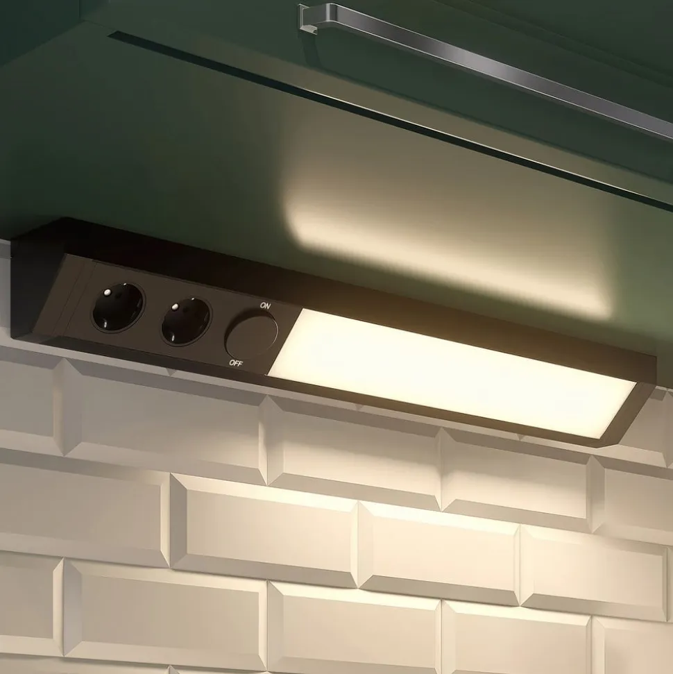 Arcchio LED-underskabsbelysning Ovano, 62 cm, sort, aluminium