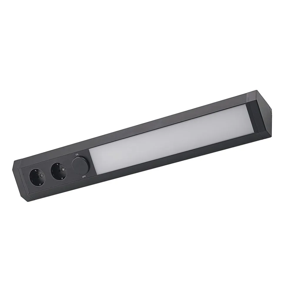 Arcchio LED-underskabsbelysning Ovano, 62 cm, sort, aluminium