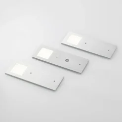 Arcchio LED-underskabsbelysning Nortra, 3-pak, grå, aluminiumsfarvet