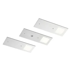 Arcchio LED-underskabsbelysning Nortra, 3-pak, grå, aluminiumsfarvet