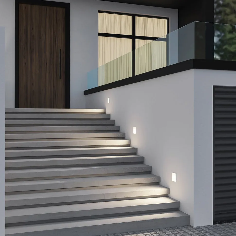 Arcchio LED-vægindbygningslampe Zamo, hvid, 11 cm, metal, IP65