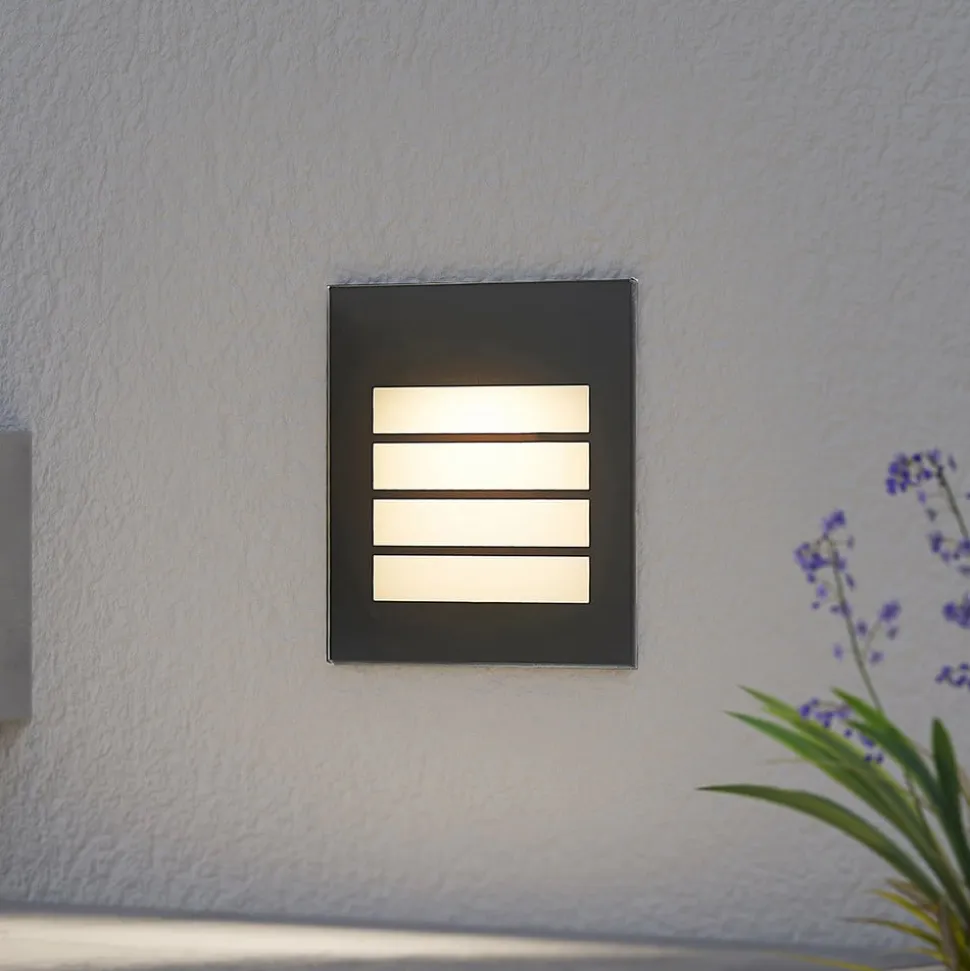 Arcchio LED-vægindbygningslampe Zamo, lamel, sort, IP65