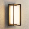Arcchio LED-væglampe Ismera, antracit/opal, IP65, glas