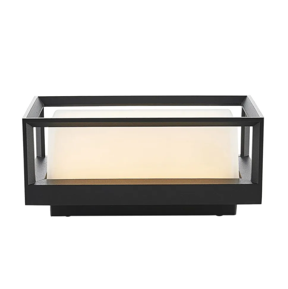 Arcchio LED-væglampe Ismera, antracit/opal, IP65, glas
