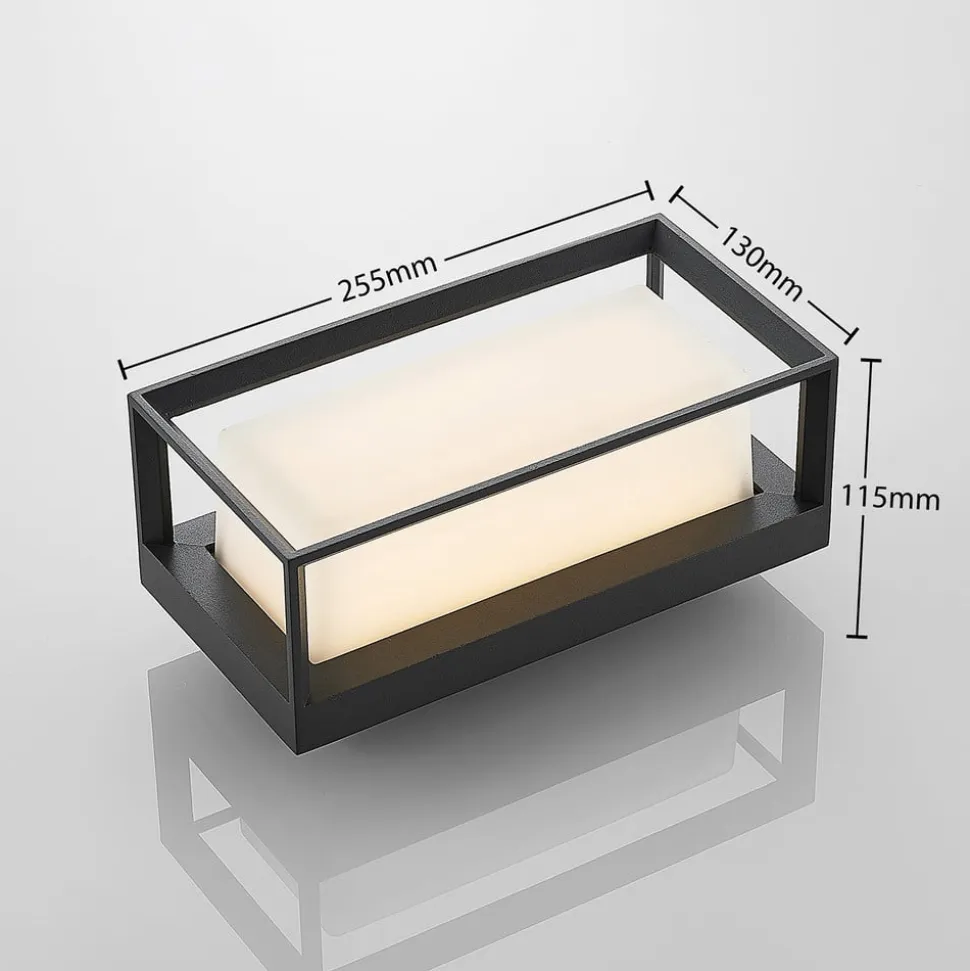Arcchio LED-væglampe Ismera, antracit/opal, IP65, glas