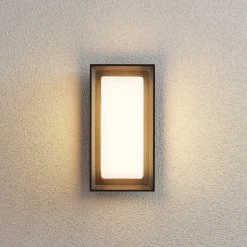 Arcchio LED-væglampe Ismera, antracit/opal, IP65, glas