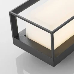 Arcchio LED-væglampe Ismera, antracit/opal, IP65, glas