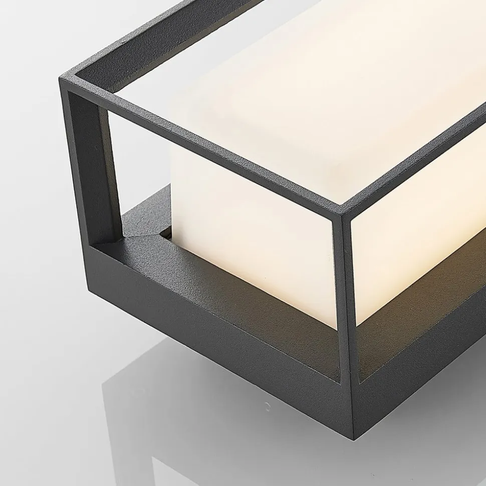 Arcchio LED-væglampe Ismera, antracit/opal, IP65, glas