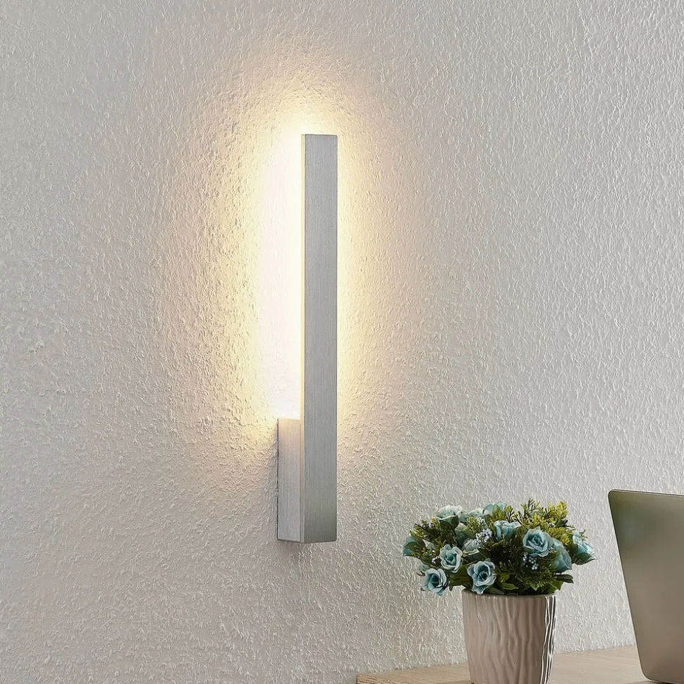 Arcchio LED-væglampe Ivano, højde 43 cm, børstet aluminium