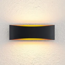 Arcchio LED-væglampe Jelle, 27 cm, sort/guld, op/ned