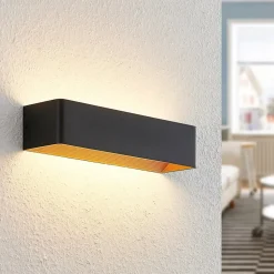 Arcchio LED-væglampe Karam, 37 cm, sort, metal, op/ned
