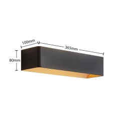 Arcchio LED-væglampe Karam, 37 cm, sort, metal, op/ned