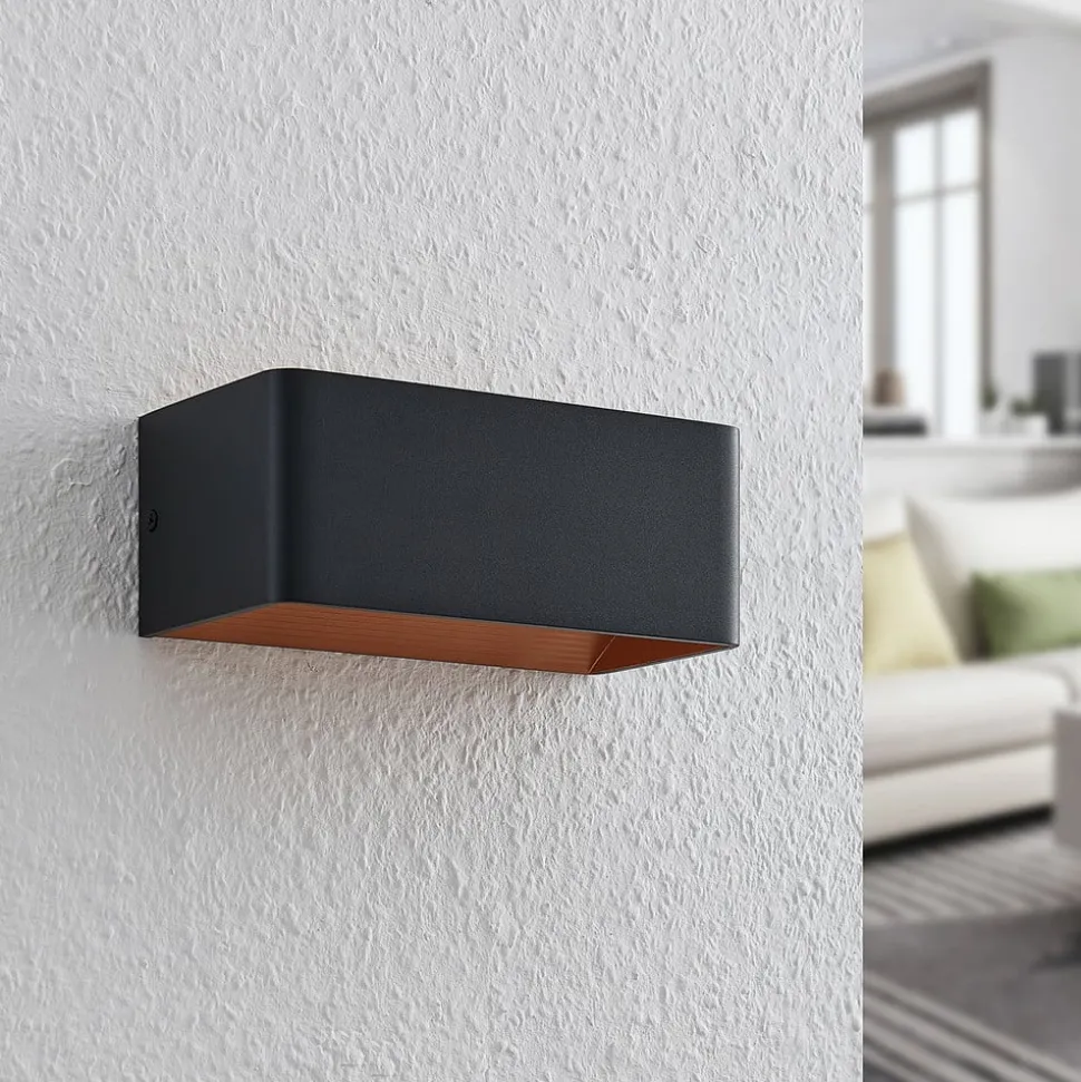 Arcchio LED-væglampe Karam, 20 cm, sort, metal, op/ned