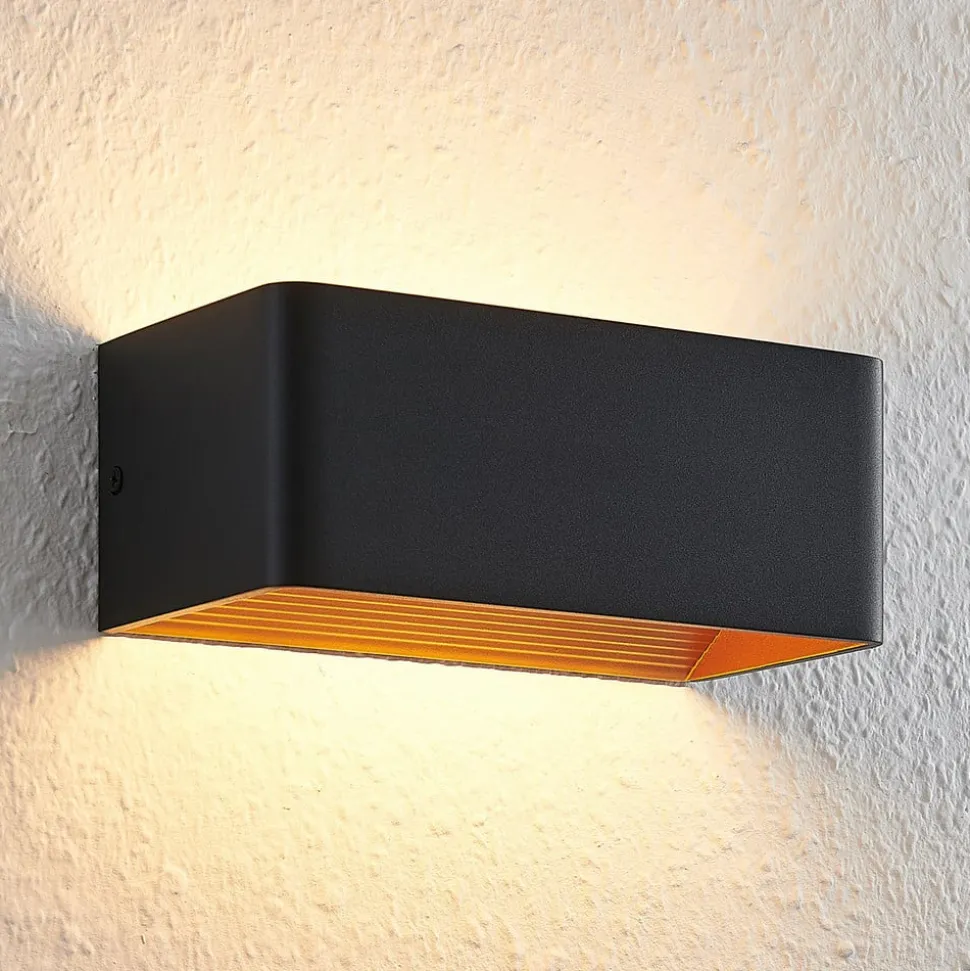 Arcchio LED-væglampe Karam, 20 cm, sort, metal, op/ned
