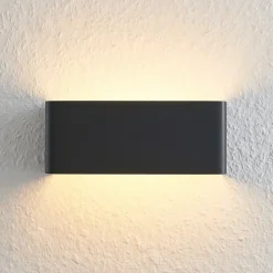 Arcchio LED-væglampe Karam, 20 cm, sort, metal, op/ned