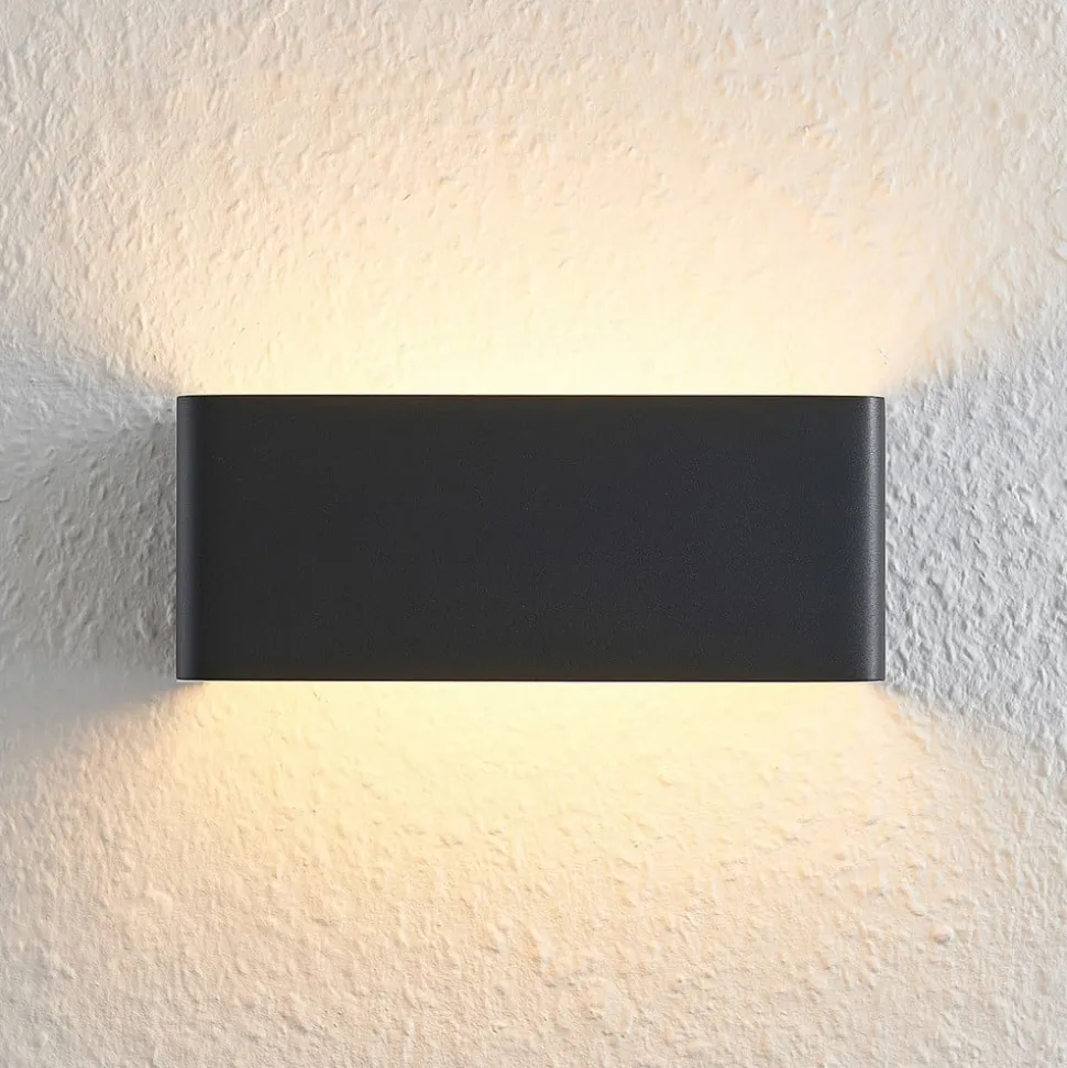 Arcchio LED-væglampe Karam, 20 cm, sort, metal, op/ned