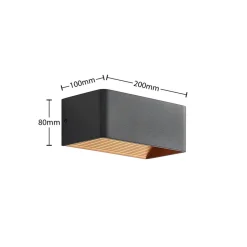 Arcchio LED-væglampe Karam, 20 cm, sort, metal, op/ned