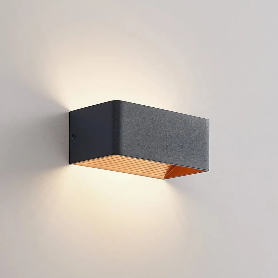 Arcchio LED-væglampe Karam, 20 cm, sort, metal, op/ned