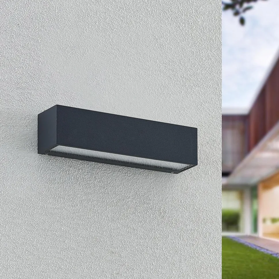 Arcchio LED-væglampe Lengo, 25 cm, 2 lyskilder, antracit, CCT