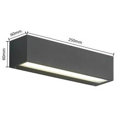 Arcchio LED-væglampe Lengo, 25 cm, 2 lyskilder, antracit, CCT