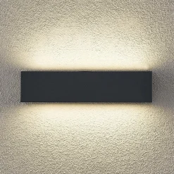 Arcchio LED-væglampe Lengo, 25 cm, 2 lyskilder, antracit, CCT